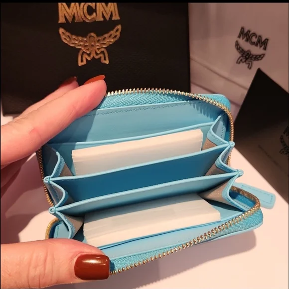 MCM -NWT Mode Travia Blue Leather Wallet